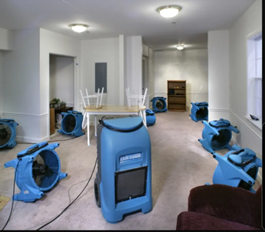Air movers and dehumidifier setup for Water Extraction & Removal in Boca Raton