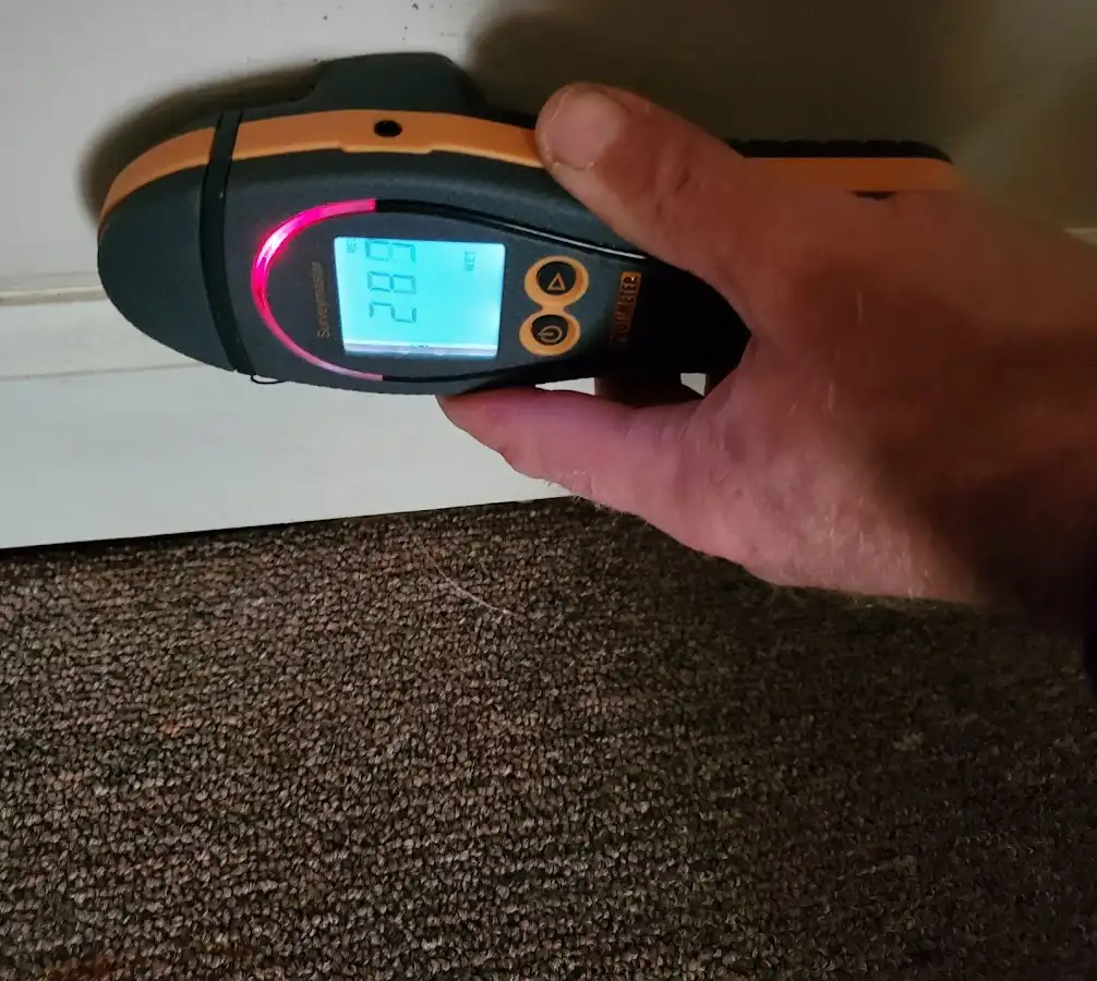 Moisture detection at baseboard during Mold Inspection & Testing in Boca Raton